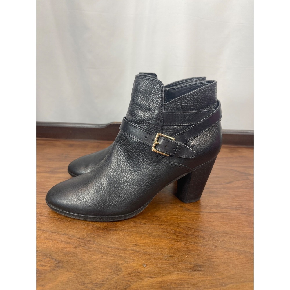 Women's Cole Haan Grand OS Sz 8 Black Leather Hayes Block Heel Boot Ankle W05182